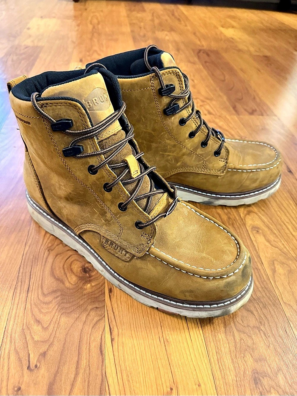 Brunt The Marin 6" Waterproof Work Boots Brown & White US 11 M